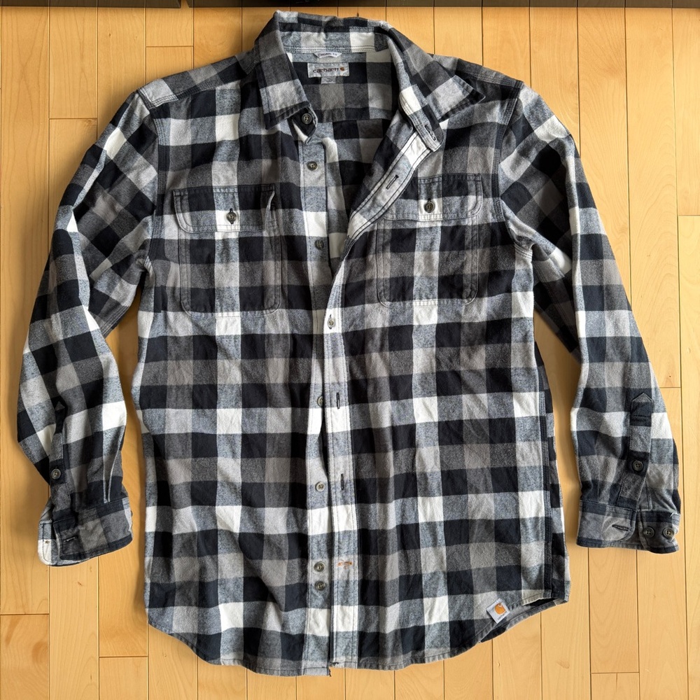 Carhartt mens black white flannel relaxed fit size medium